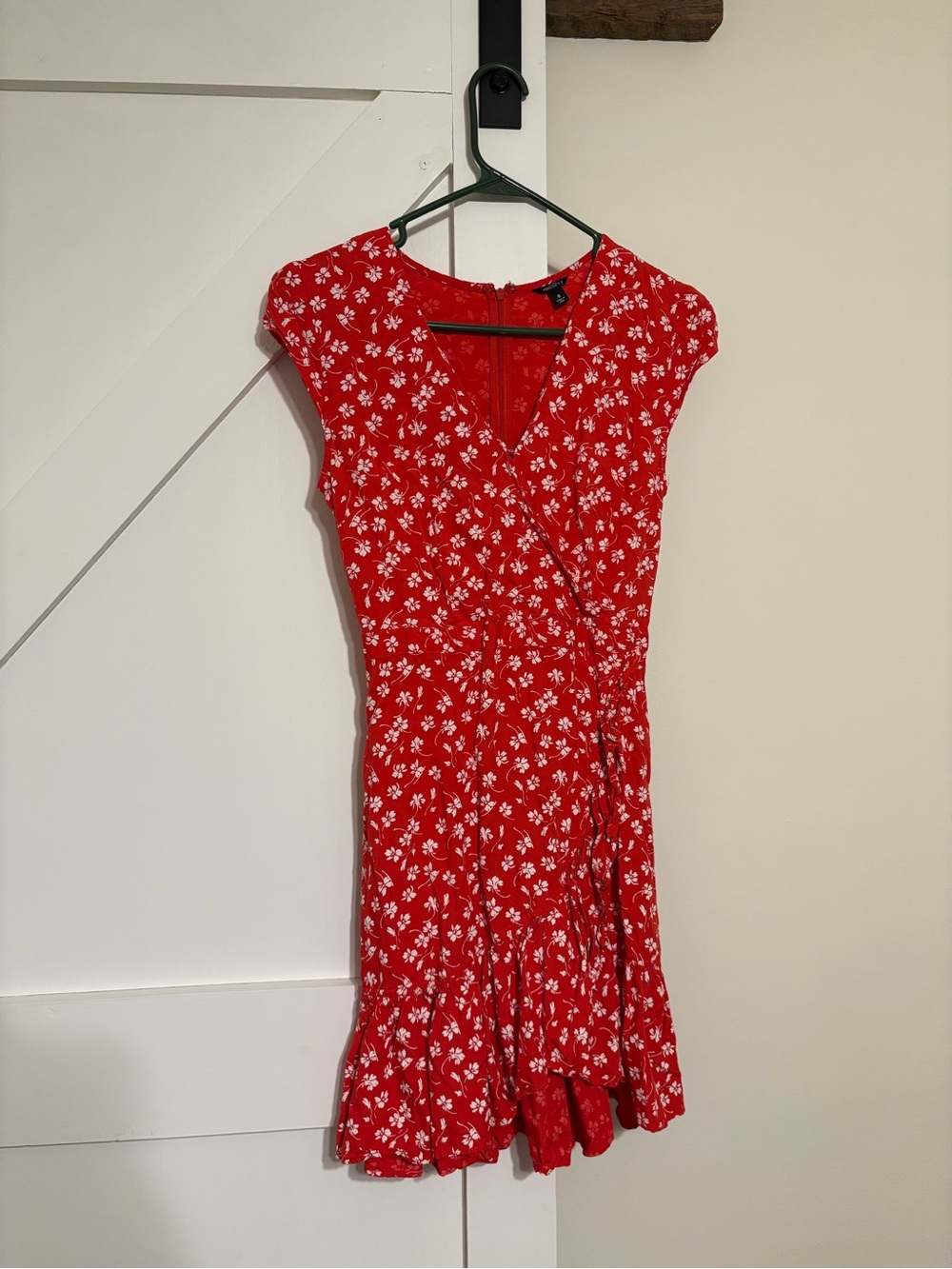 J. Crew Red Floral Wrap Mini Dress